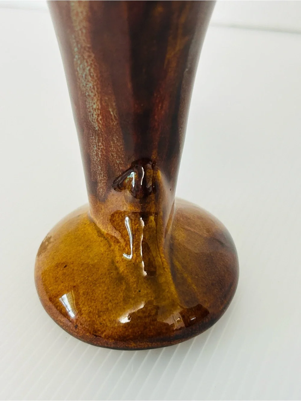 Hot Springs Pottery Vintage Signed MCM Glossy Drip Glazed 8” Tall Art Bud Vase